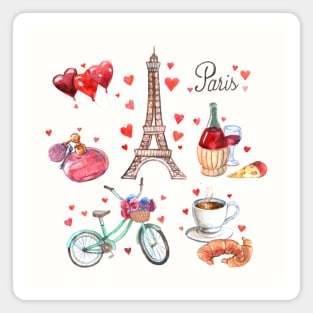 Watercolor Paris set Magnet